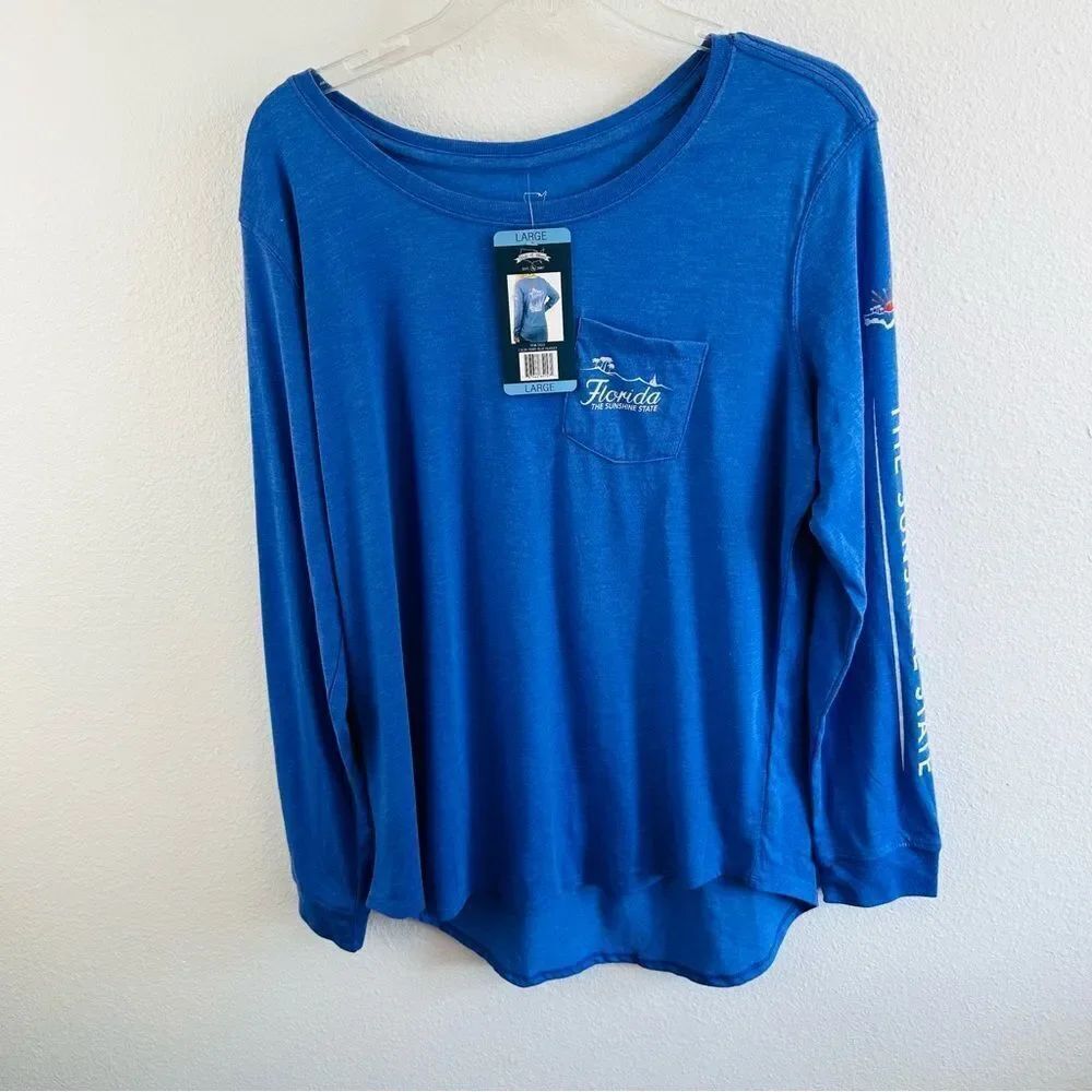 State Of Mine Blue Florida Long Sleeve Tee Size L NWT